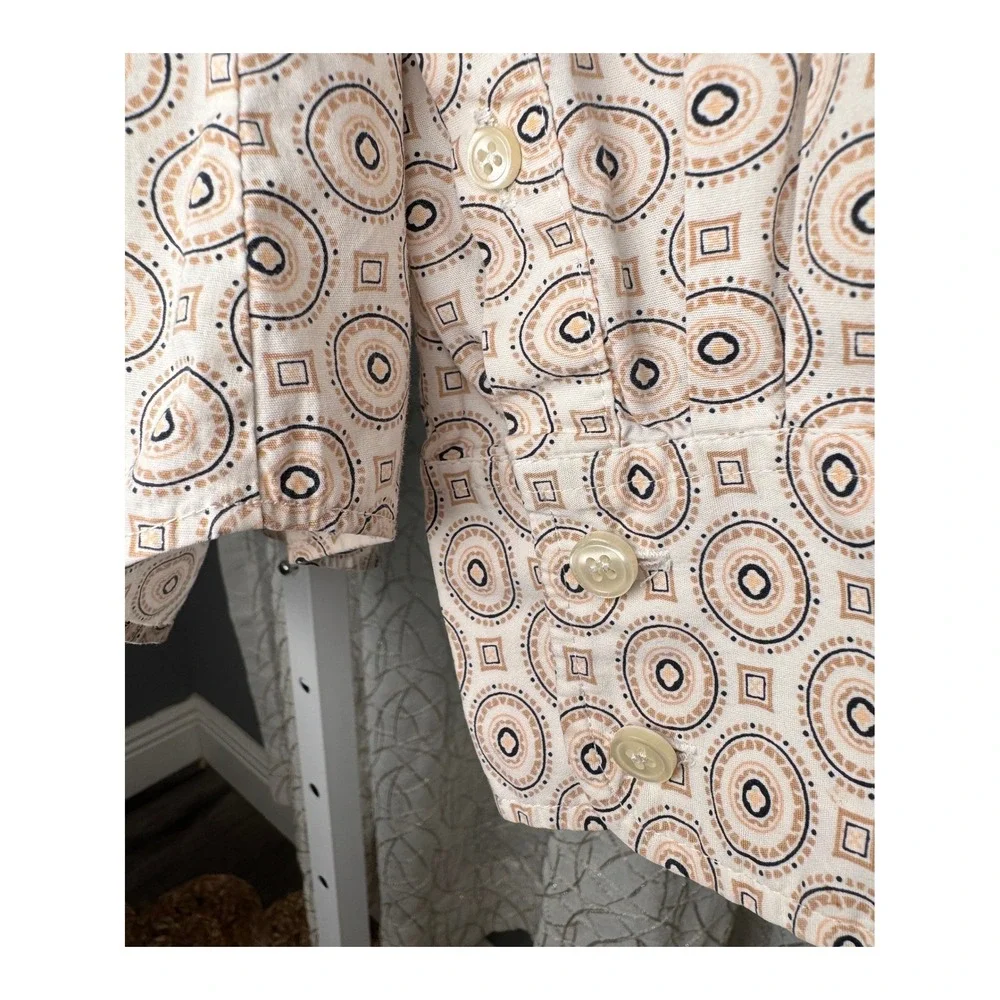 J.Crew Haberdashery Geometric Print Button-Up Shirt‎ Small Beige Tan Cotton